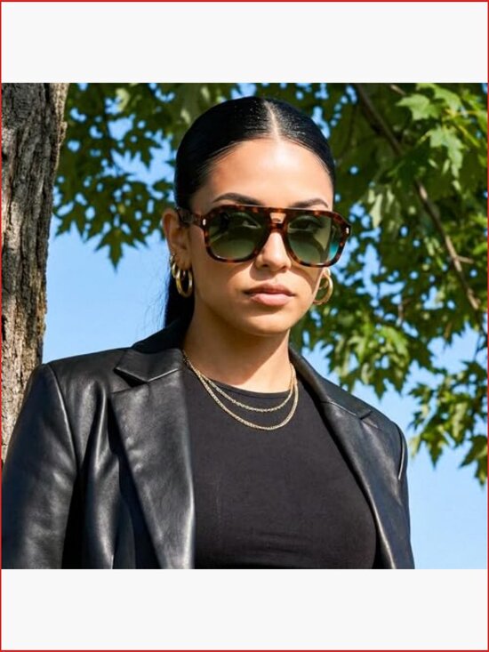 Retro Thick Aviator Sunglasses, Large Square Pilot Shades, UV Protection, Unisex main image 5
